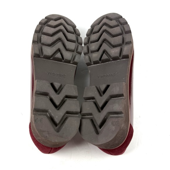 Vionic Kensley Loafer 9.5 Red Burgundy Patent Leather Slip On Platform Shoes - Picture 7 of 9